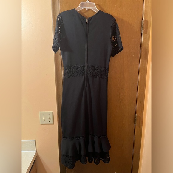 Sachin & Babi Noir Black Flutter Lace Midi Dress - Picture 4 of 7